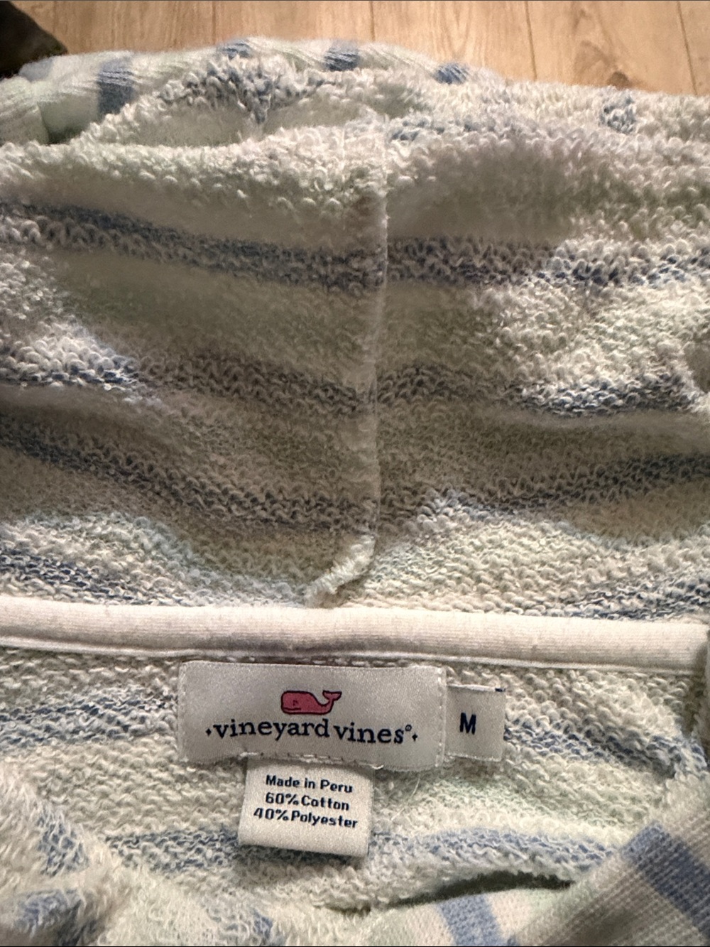 Vineyard Vines Light Blue & White Striped Sherpa-Lined Hoodie - Picture 4 of 6